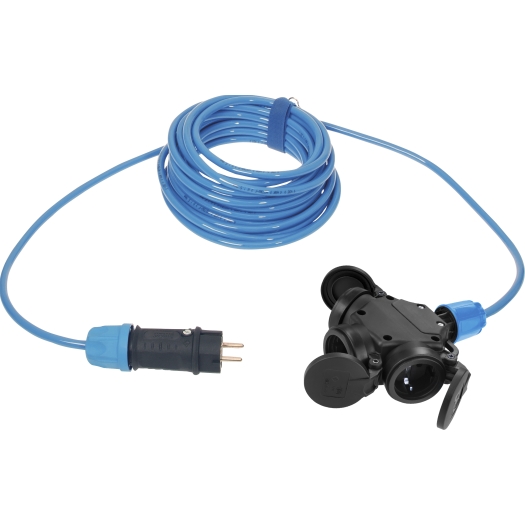 SIROX® verlengkabels H07BQ-F 3G2,5 mm² met verend klapdeksel 10 m blauw