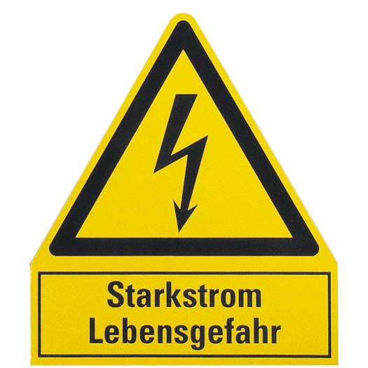 stickers "Bliksemschicht" met tekst (Duitstalig) Starkstorm Lebensgefahr