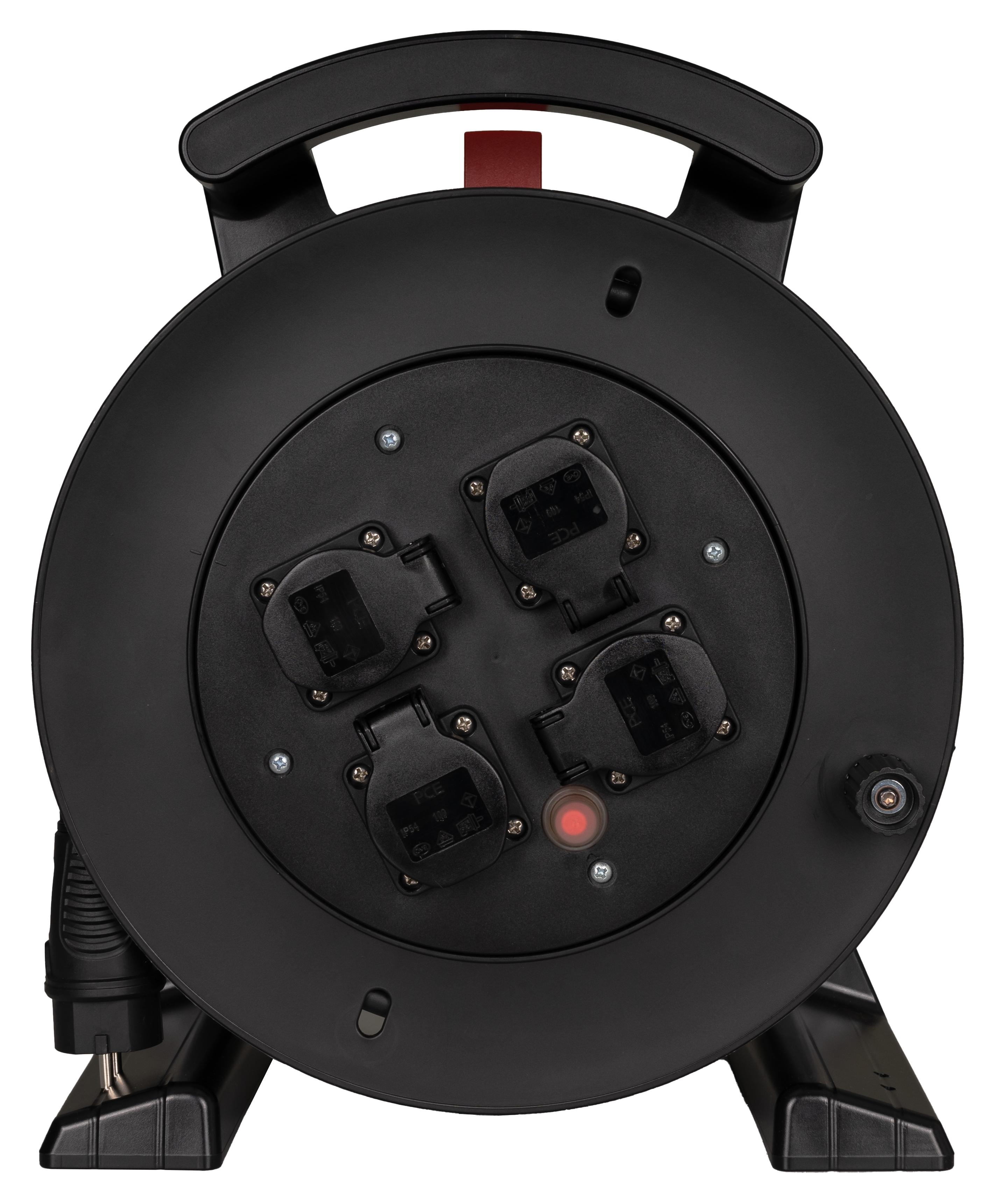JUMBO kabelhaspel 2.0 in zwart, 4x veiligheidscontactdoos, H07BQ-F 3G1,5 mm², 40 m