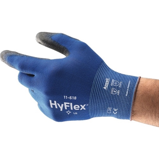 Handschoenen HyFlex 11-618 maat 9 blauw/zwart nyl.w.polyurethaan EN 388 cat.II