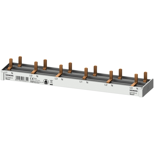 Compacte pinrail, 10 mm² aansluiting 3p/N 6x AFDD 5SM6 +ol aanraakvast 12 TE vaste lengte