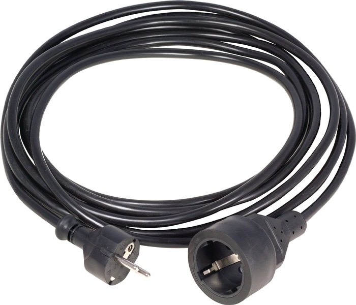 Verlengkabel met kunststof kabel H05VV-F zwart 10 meter 