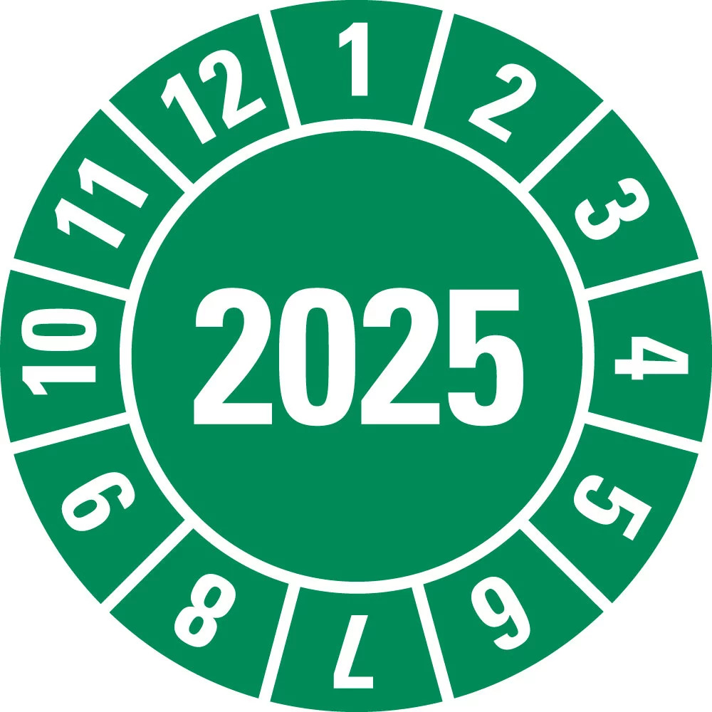 Inspectiebadge Ø 15mm, 2025 (1 vel=10 badges)