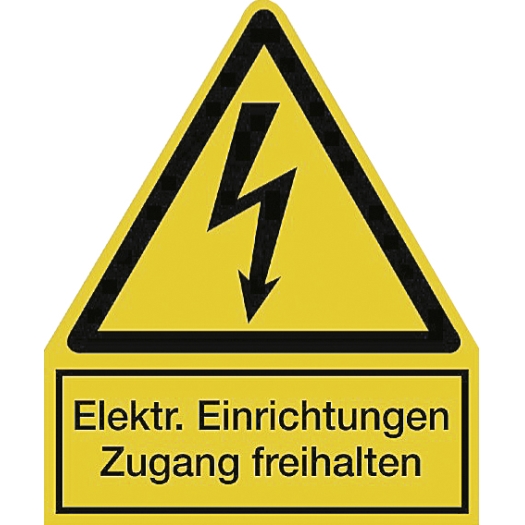 stickers "Bliksemschicht" met tekst (Duitstalig) Elektr. Einrichtung Zugang freihalten