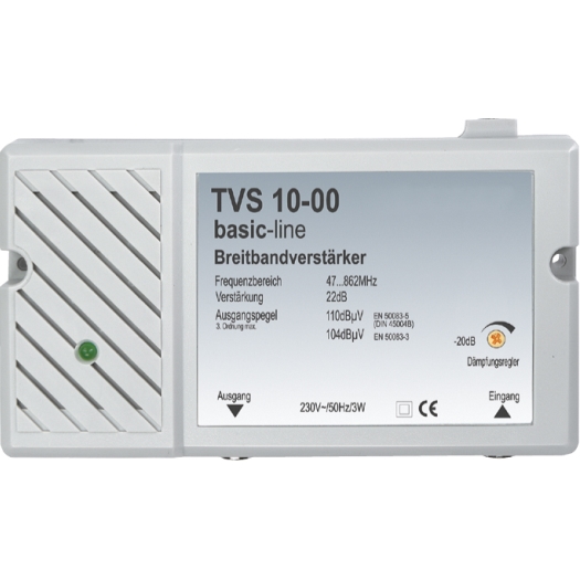 Breedbandversterker voor kleine kabeltelevisie-installatie TVS 10