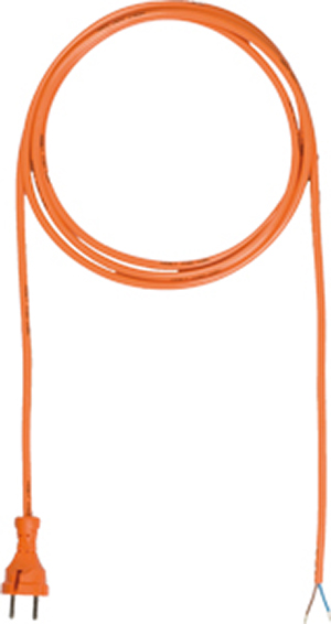 Voedingskabel met contourstekker rubber 24G, PUR in oranje, lengte 5,0m H05BQ-F 2x1,00