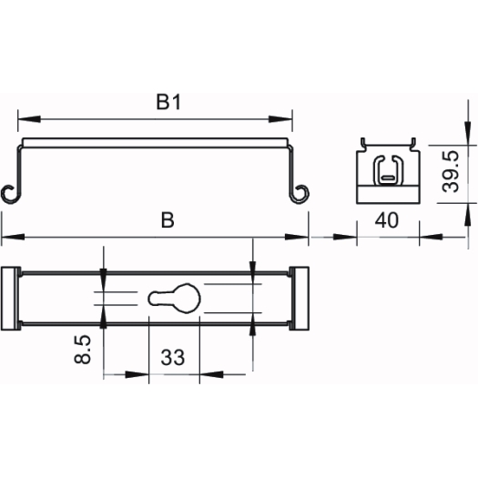 Middensteun f. Kabelgoot 200 mm breed, 40 mm hoog