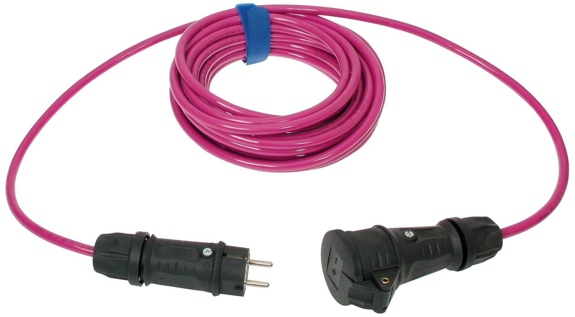 SiRoX verlenging, roze, 15 m, 1x aardingscontactstekker en koppeling, H07BQ-F 3G2.5