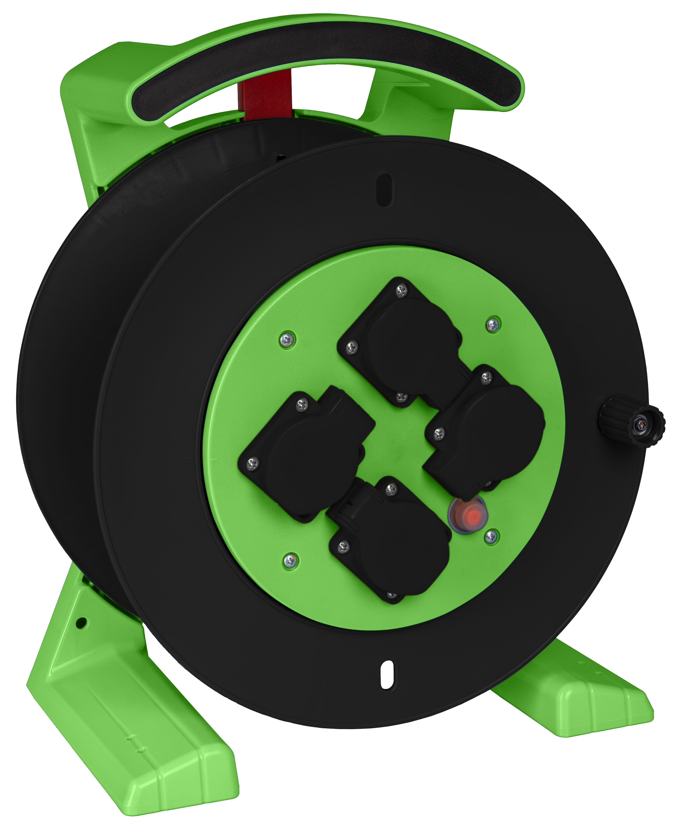 JUMBO kabelhaspel 2.0, lege haspel in groen-zwart, 4 stootvaste contactdozen