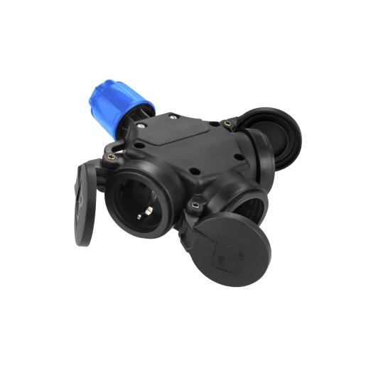 SIROX® XL volrubber 3-voudige hangkoppeling met verend klapdeksel zwart/blauw