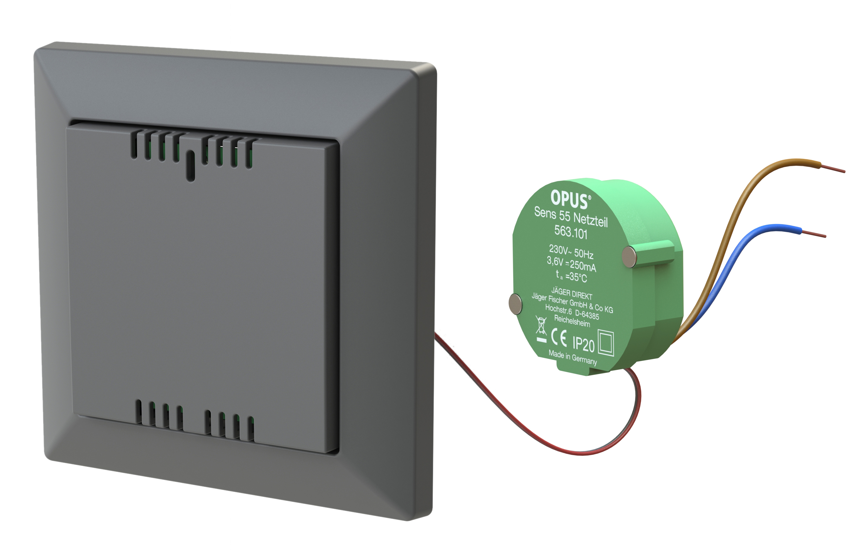OPUS 55 SENS temperatuur-/vochtigheidssensor met voedingseenheid antraciet zijdeglans