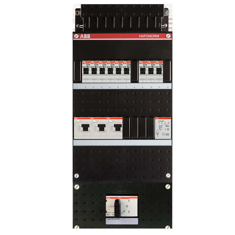 ABB groepenkast Hafonorm 9x achter 3x30mA + T + HS, 3-f Installatiekast