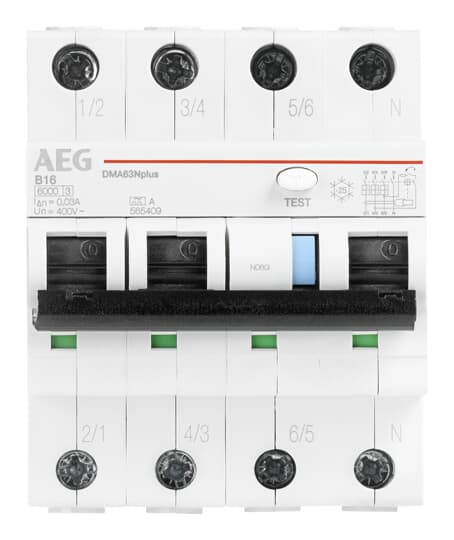 AEG Aardlekautomaat 3P+N type A, C16, 30mA