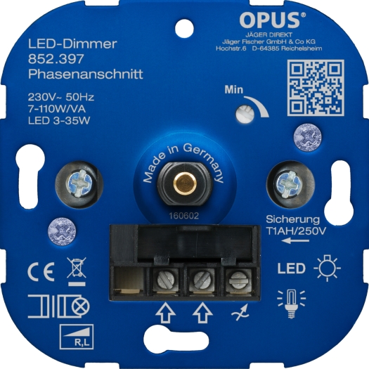 OPUS dimmer voor LED´s en energiespaarlampen 20 - 250 VA / 3 - 85 W