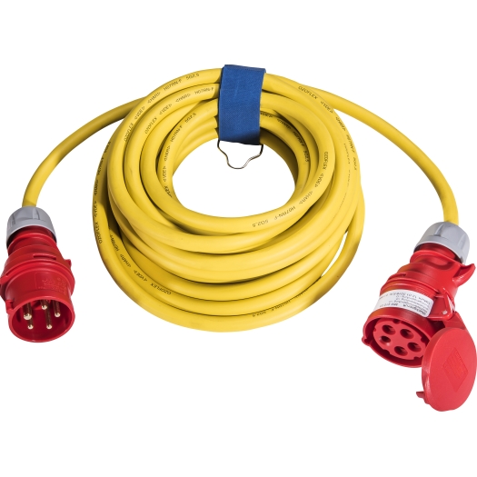 SiRoX PCE verlenging, geel, 10 m, 1x CEE stekker en koppeling, H07RN-F 5G6, 32 A