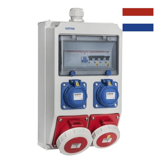 VOTHA WOLFSBURG wandverdeler IP67 -  bedraad met 1x CEE 32 A, 1x CEE 16 A, 2x WCD'S 230 V