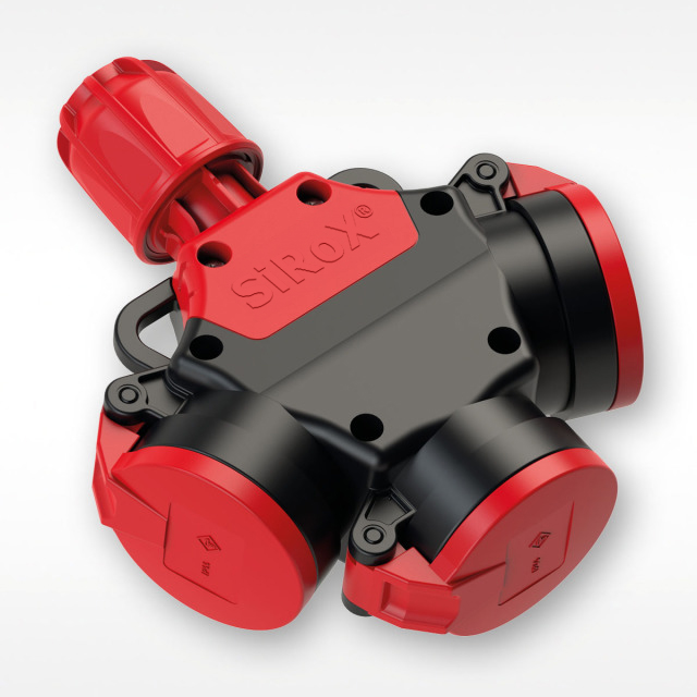 SIROX® XL volrubber 3-voudige hangkoppeling met verend klapdeksel zwart/rood