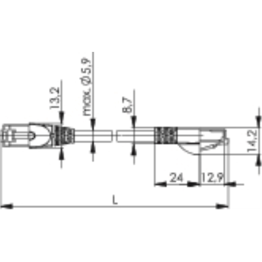 Patchkabel S-FTP Cat.6A(IEC), 7,5 m MP8 FS 500, LSZH, paars, 1:1