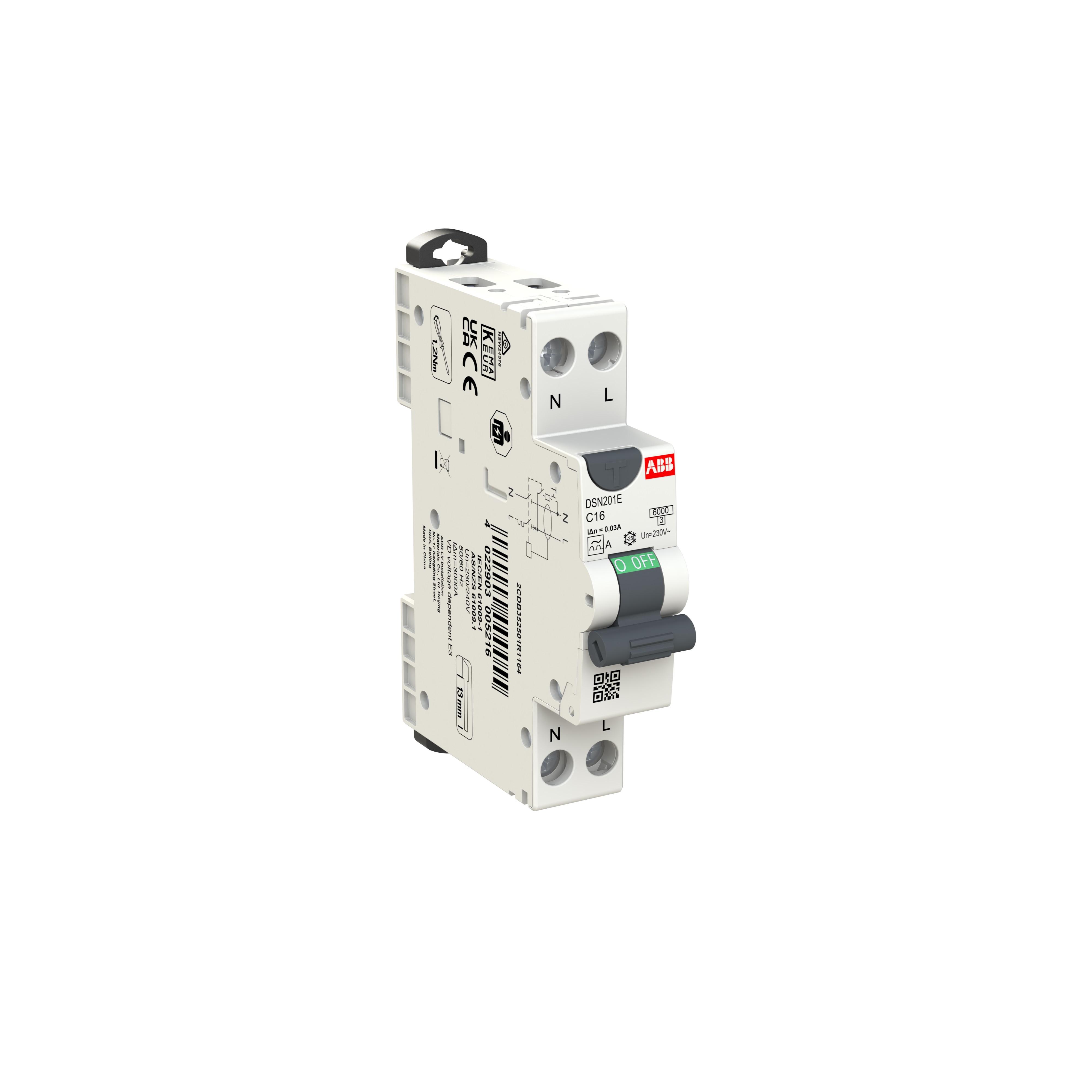 ABB Aardlekautomaat 1P+N type A, C16, 30mA - 1 module breed (spanningsafhankelijk)