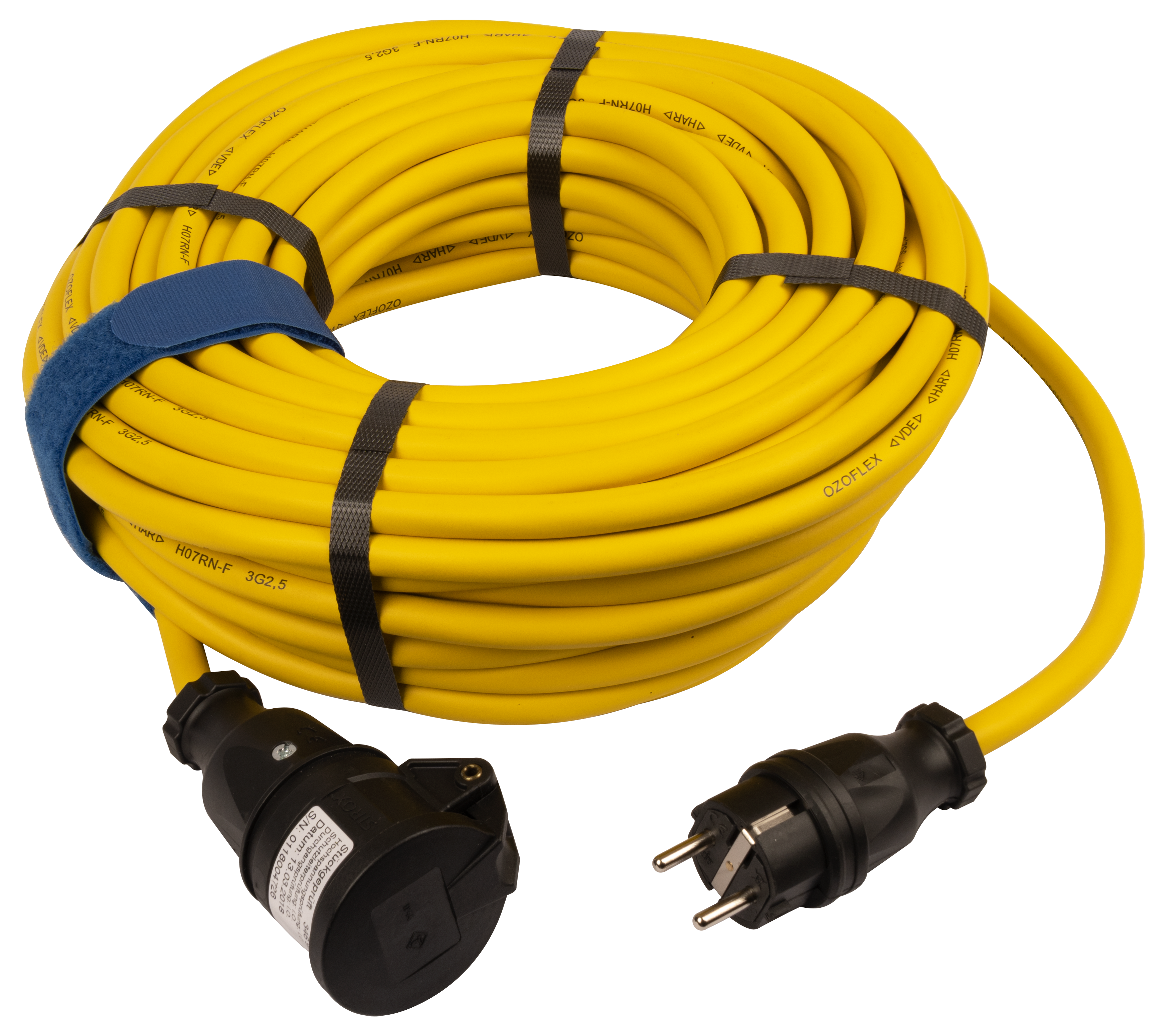 SiRoX verlenging, geel, 25 m, 1x VG-stekker en koppeling met veerdeksel, H07RN-F 3G2.5