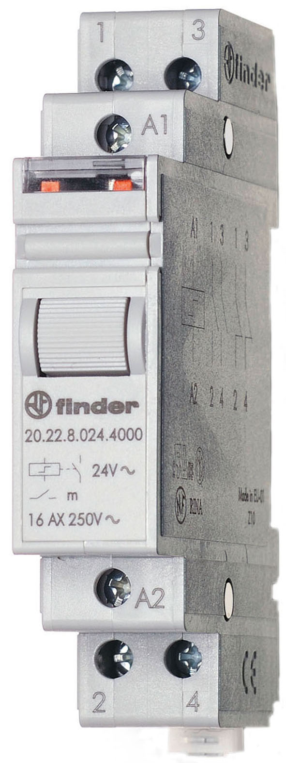 Impulsschakelaar voor in-line installatie, 1 maakcontact 16 A, aan/uit, voor 12 V DC