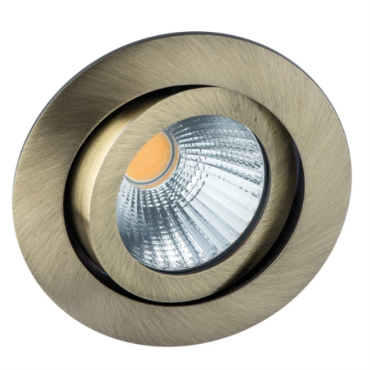 DELUNA® Aluminium inbouwspot LED kantelbaar dimbaar in warmte antiek messing