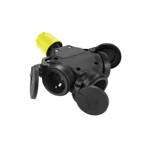 SIROX® XL volrubber 3-voudige hangkoppeling met verend klapdeksel zwart/geel