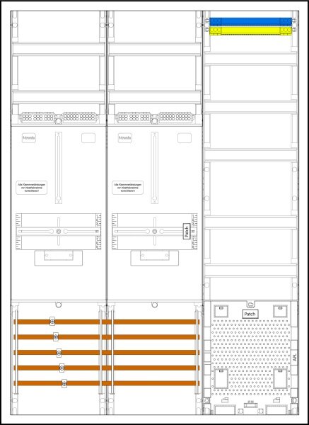 3HZ Meterkast 2Familiehuis, 1100 x 800 x 210 mm