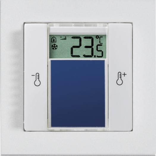 Temperatuursensor met display in Systeem 55 afdekraam 2-weg schakelaar helder wit