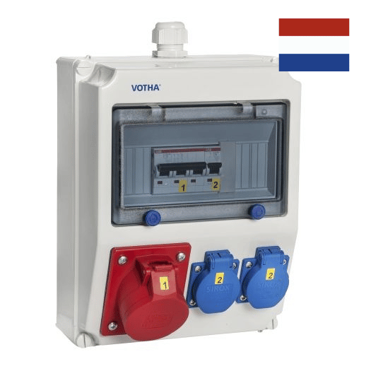 VOTHA WORMS wandverdeler - bedraad met 1x CEE 16 A, 2x WCD'S 230 V 