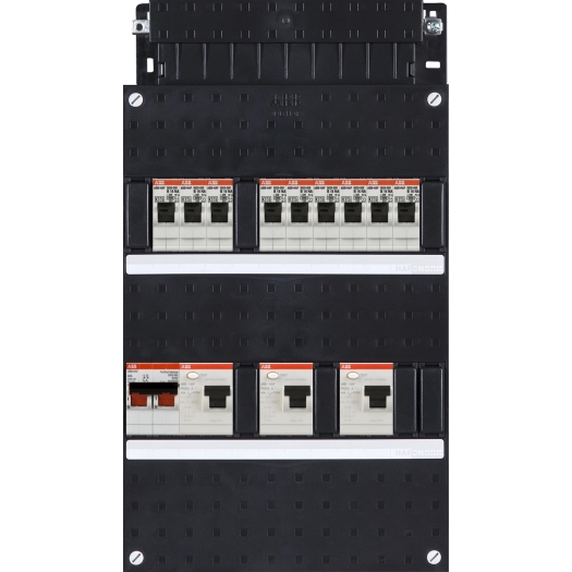 ABB groepenkast 1 fase, 9x achter 3x 30mA + HS, 1-f Installatiekast