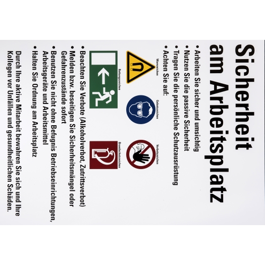 infobord "veiligheid op de werkplek" (Duitstalig)