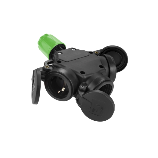 SIROX® XL volrubber 3-voudige hangkoppeling met verend klapdeksel zwart/groen