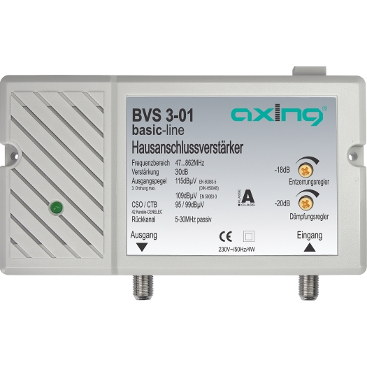 BK-huisaansluitversterker voor middelgrote kabeltelevisie-installaties BVS 3-01, versterking: 30 dB,