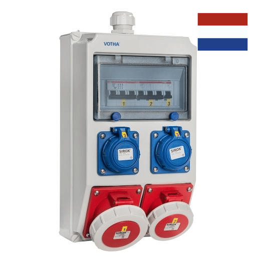 VOTHA WOLFSBURG wandverdeler IP67 - bedraad met 1x CEE 32 A, 1x CEE 16 A, 2x WCD'S 230 V