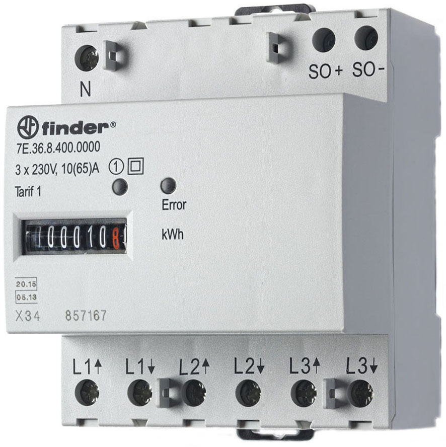 Meter voor driefasige stroom, tot 65 A, SO-interface, MID-conform
