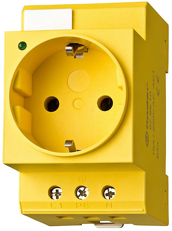Finder DIN-rail WCD voor groepenkast met LED-indicator en beschermkap geel