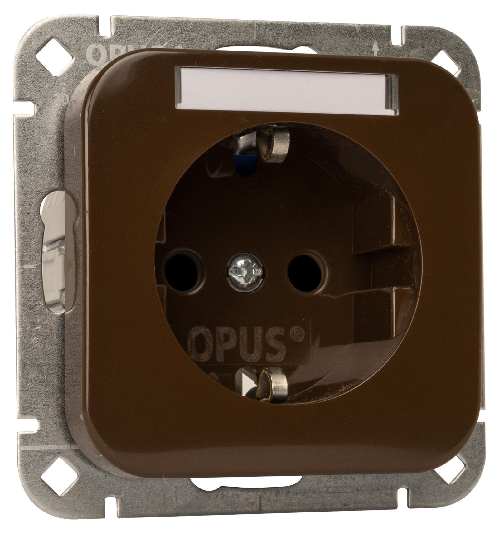 OPUS 1 wandcontactdoos met aardingscontact en labelveld
