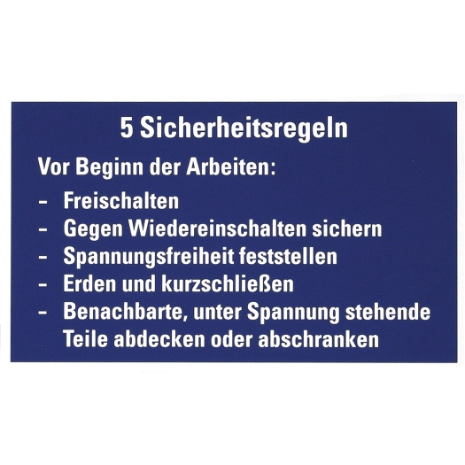 stickers "5 veiligheidsvoorschriften" (Duitstalig)