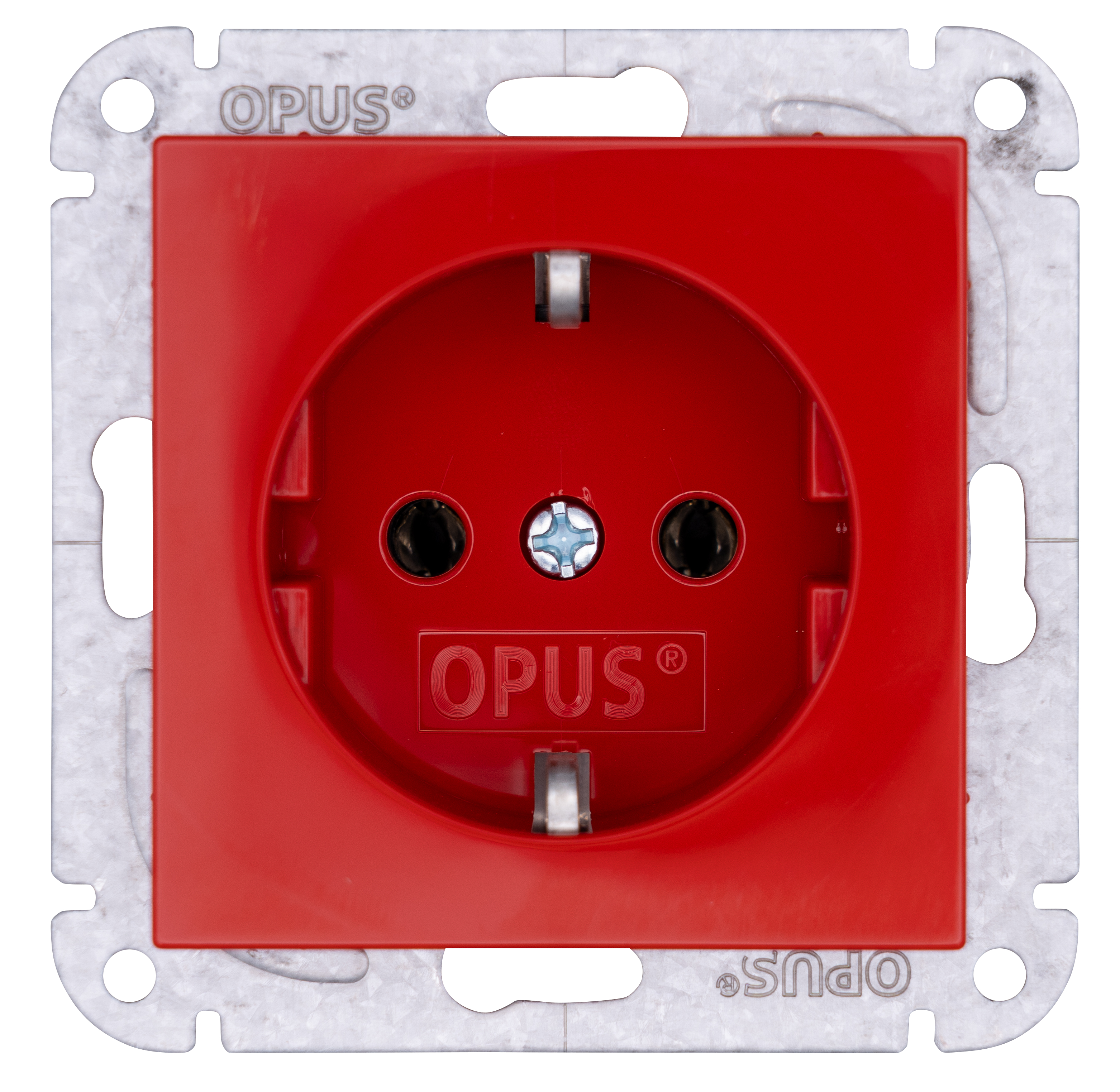 OPUS 55 geaarde contactdoos met steekklemmen stuksverpakking rood