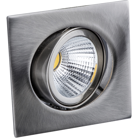 DELUNA® Aluminium inbouwspot VIERKANT-LED kantelbaar ijzer, geborsteld