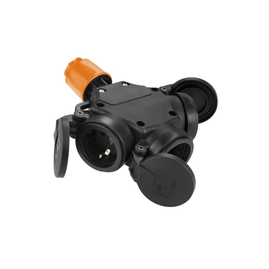 SIROX® XL volrubber 3-voudige hangkoppeling met verend klapdeksel zwart/oranje