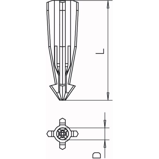 Gasbetonplug 6x35mm, PA, lichtgrijs