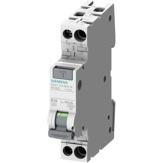 Siemens aardlekautomaat 1P+N, 1 module breed C 16 A, 0,03 A (spanningsonafhankelijk)