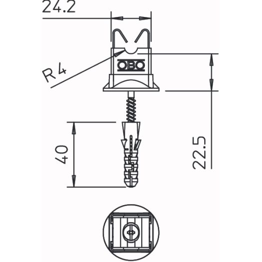Geleiderhouder compleet voor ronde geleiders 8mm, V2A, 1.4301